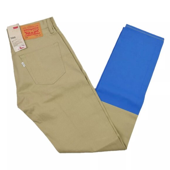 Levi's 508 Regular Fit Tapered Leg Men's Colorblock Urban Jeans Beige/blue 30x34 - Picture 6 of 12